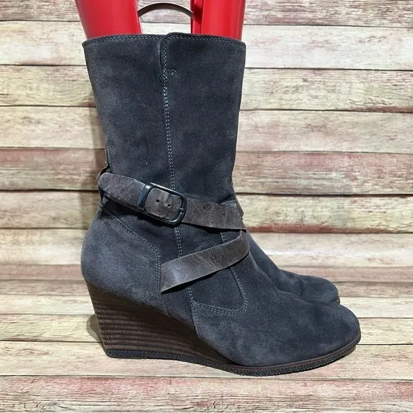 Paul Green Grey Suede Wedge Boots