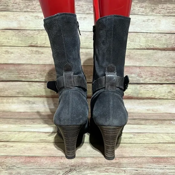 Paul Green Grey Suede Wedge Boots