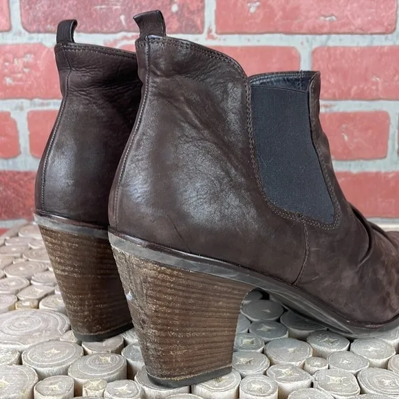 Paul Green Jano Brown Suede Chunky Heel Chelsea Slouchy Ankle Boots 9.5