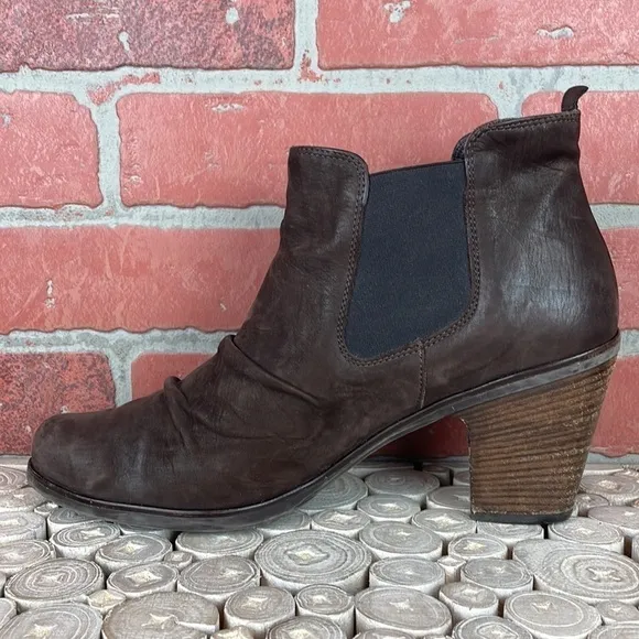 Paul Green Jano Brown Suede Chunky Heel Chelsea Slouchy Ankle Boots 9.5