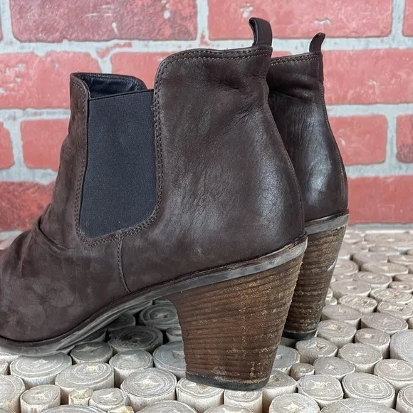 Paul Green Jano Brown Suede Chunky Heel Chelsea Slouchy Ankle Boots 9.5