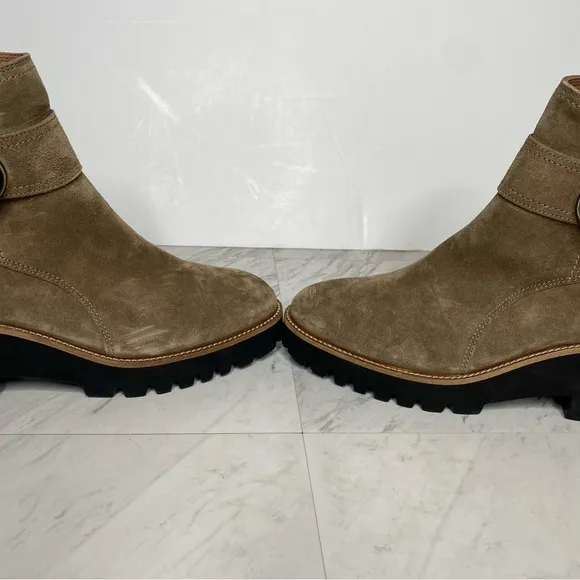 Paul Green Taupe Suede Buckle Lug Sole Boot 5 / 7.5