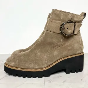 Paul Green Taupe Suede Buckle Lug Sole Boot 5 / 7.5