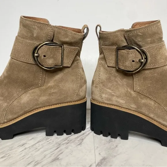 Paul Green Taupe Suede Buckle Lug Sole Boot 5 / 7.5