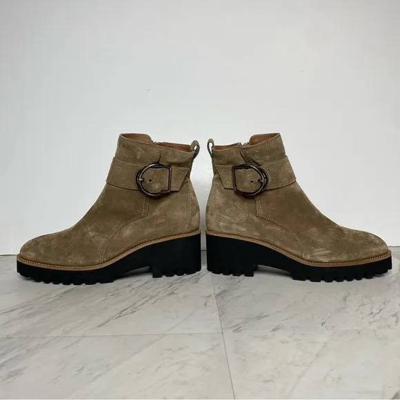 Paul Green Taupe Suede Buckle Lug Sole Boot 5 / 7.5