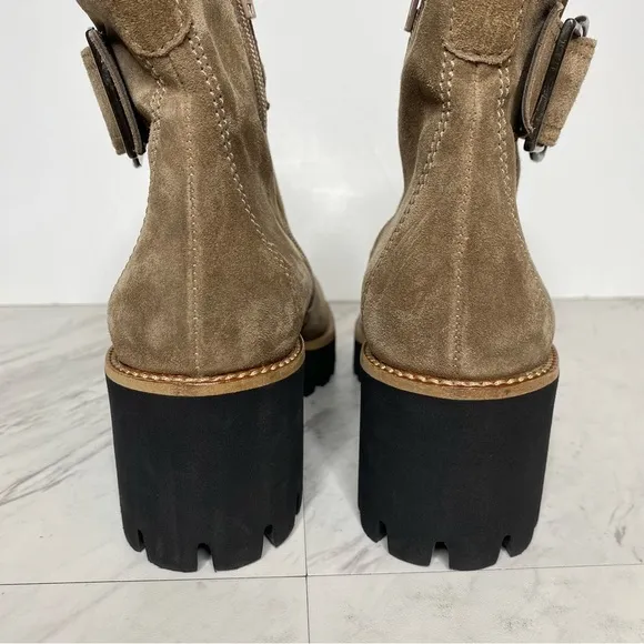 Paul Green Taupe Suede Buckle Lug Sole Boot 5 / 7.5