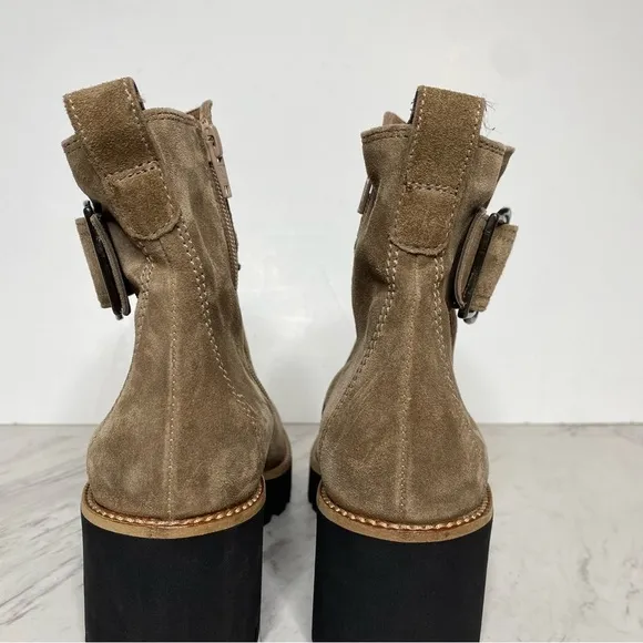 Paul Green Taupe Suede Buckle Lug Sole Boot 5 / 7.5