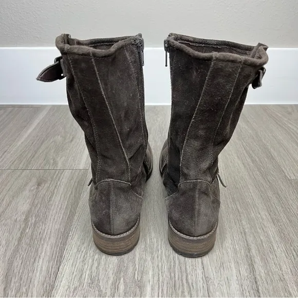 Paul Green Womens Brown Suede Leather Boot Adison Biker Buckle US 8 / 5.5