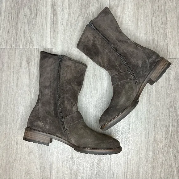 Paul Green Womens Brown Suede Leather Boot Adison Biker Buckle US 8 / 5.5