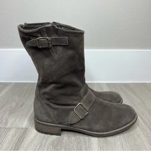 Paul Green Womens Brown Suede Leather Boot Adison Biker Buckle US 8 / 5.5