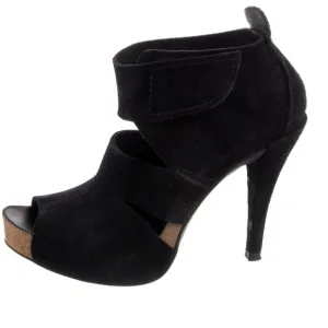 Pedro Garcia Charlie Women's Black Suede Peep Toe Cut Out Booties Size 40 1/2