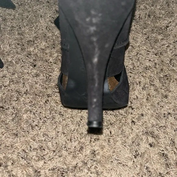 Pedro Garcia Charlie Women's Black Suede Peep Toe Cut Out Booties Size 40 1/2