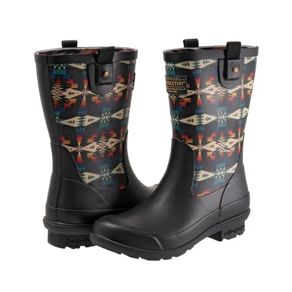 Pendleton Tucson Mid Rain Black Boots Size 10 NIB