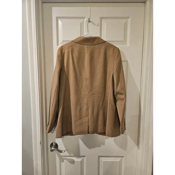 Pendleton Women's 100% Virgin Wool Collar Blazer, Camel Tan, Size 16W