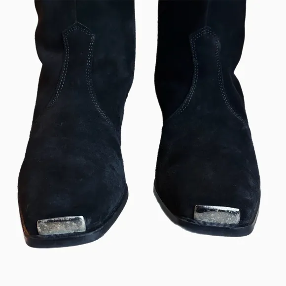Pertti Palmroth Suede Riding Boots Black Size 8.5