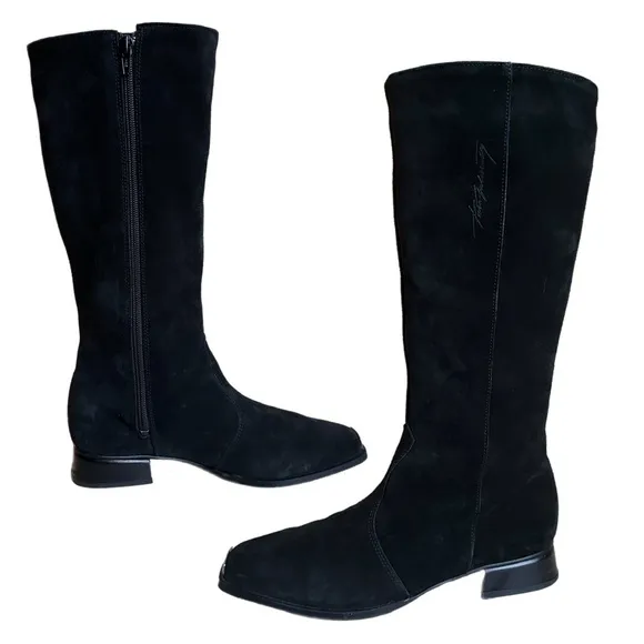 Pertti Palmroth Suede Riding Boots Black Size 8.5