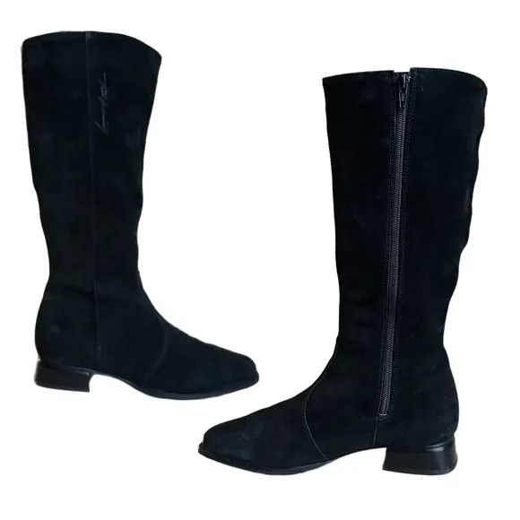 Pertti Palmroth Suede Riding Boots Black Size 8.5
