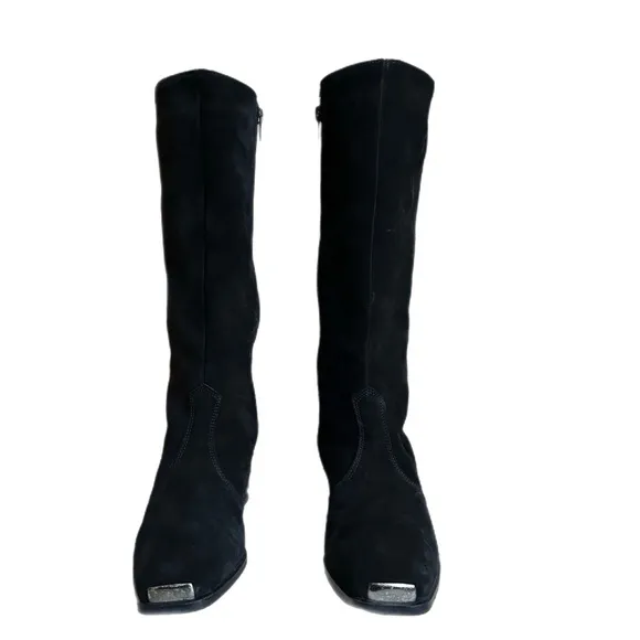 Pertti Palmroth Suede Riding Boots Black Size 8.5