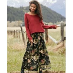 Peruvian Connection Bloomsbury Maxi Skirt – Size 8 – Black Floral Boho