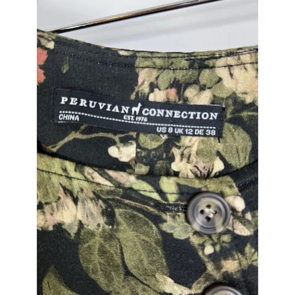 Peruvian Connection Bloomsbury Maxi Skirt – Size 8 – Black Floral Boho