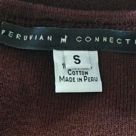 Peruvian Connection Pima Cotton‎ Deep Burgundy Maxi Dress Size S