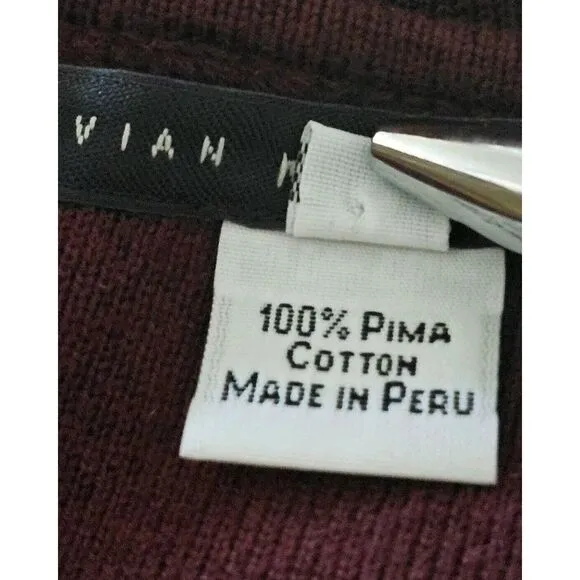 Peruvian Connection Pima Cotton‎ Deep Burgundy Maxi Dress Size S