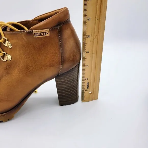 Pikolinos Leather Ankle Boots High 3.5&quot; Chunky Heel Women's Sz 40 /9.5  Spain
