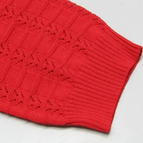 Pinko Womens Mini Dress Red Equiseto Abito Pointelle Knit Collared Size M
