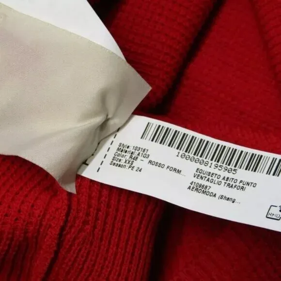 Pinko Womens Mini Dress Red Equiseto Abito Pointelle Knit Collared Size M