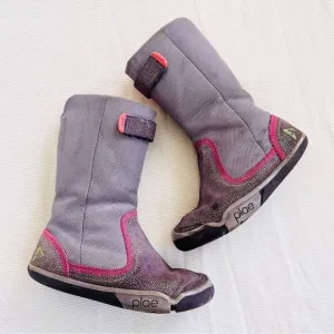 PLAE Girls Boots Camille Shimmer SuedeNylon Zip Up Waterproof Purple Used Sz 10