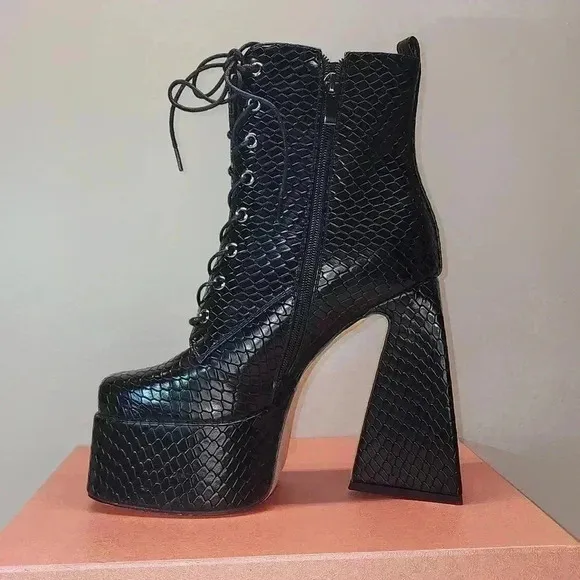 Platform black boots new with box