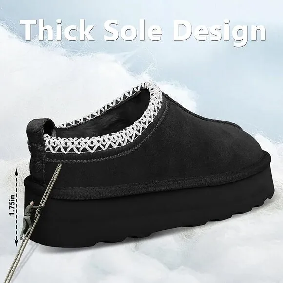 Platform Mini Ankle Boots Short Fur Fleece Lined House Women's Slippers