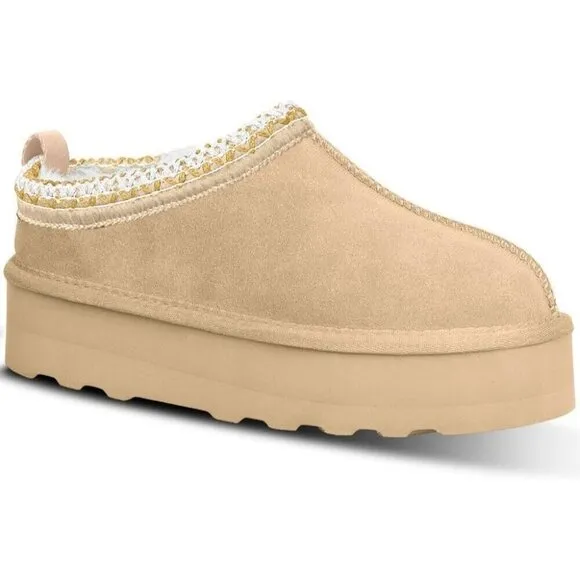 Platform Mini Ankle Boots Short Fur Fleece Lined Women's Slippers