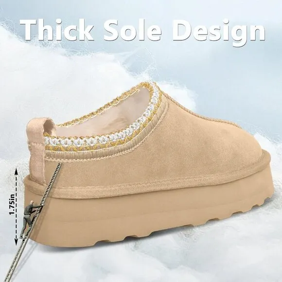 Platform Mini Ankle Boots Short Fur Fleece Lined Women's Slippers