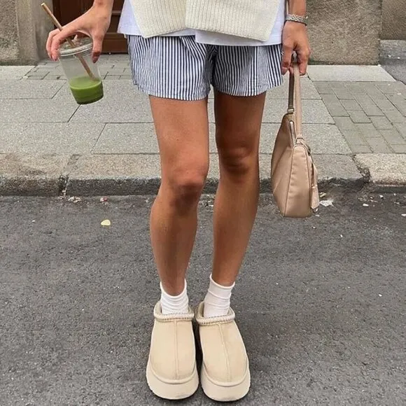 Platform Mini Ankle Boots Short Fur Fleece Lined Women's Slippers