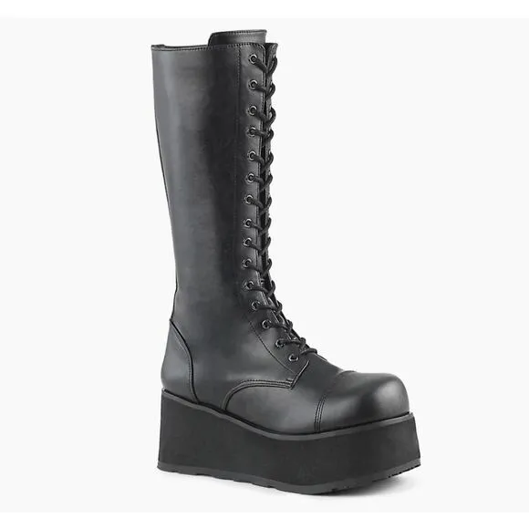 Pleaser Demonia Trashville 502 Black Vegan Leather Boot Grunge Goth Retro Punk 9