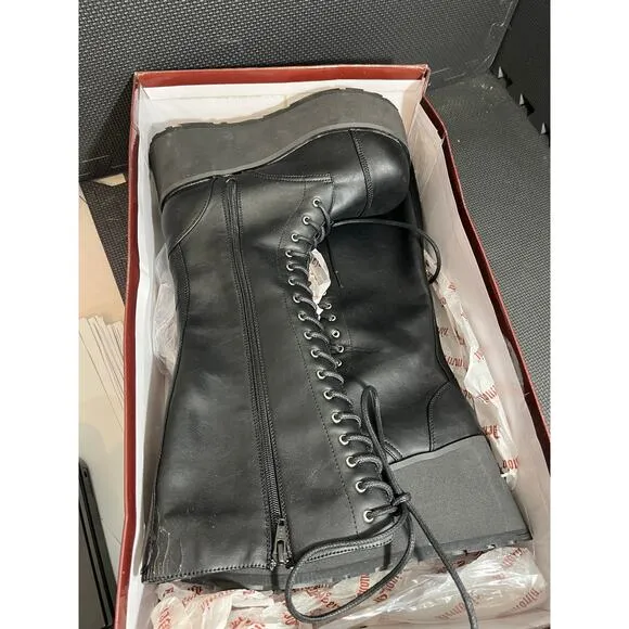 Pleaser Demonia Trashville 502 Black Vegan Leather Boot Grunge Goth Retro Punk 9