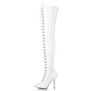 Pointed Toe Heel Thigh High Lace Up Boots