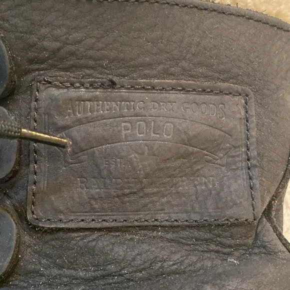 Polo Ralph Lauren black rubber lug sole boots with leather &amp; shearling uppers