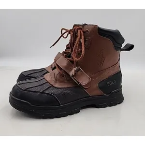 Polo Ralph Lauren Boys Colby Leather Duck Boots Youth Size 5 Lace Up Buckle Logo