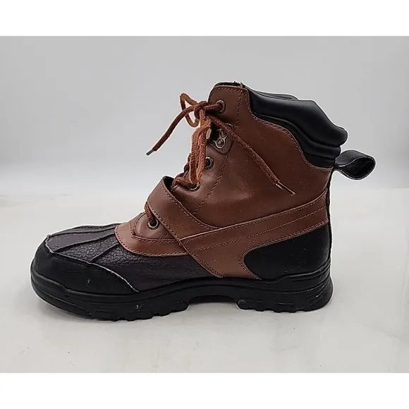 Polo Ralph Lauren Boys Colby Leather Duck Boots Youth Size 5 Lace Up Buckle Logo