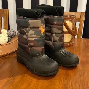 Polo Ralph Lauren Hamilten EZ snow boots new black camo Youth Boys Kids Size 6