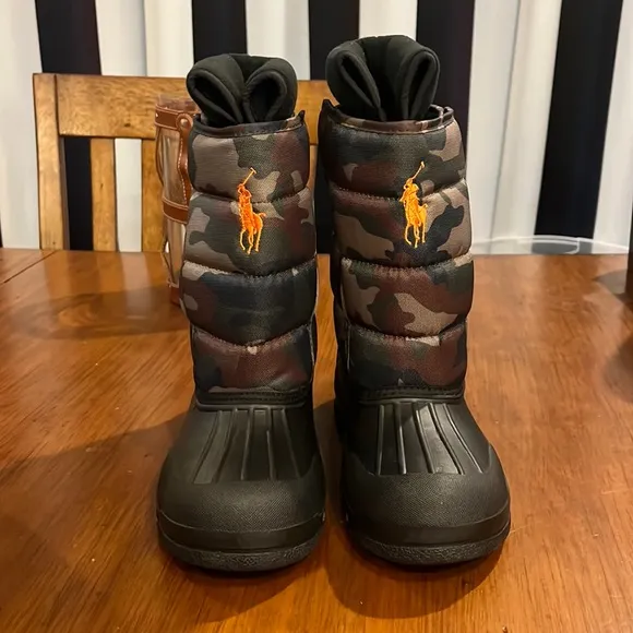 Polo Ralph Lauren Hamilten EZ snow boots new black camo Youth Boys Kids Size 6