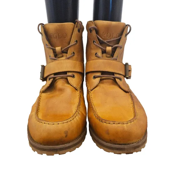 Polo Ralph Lauren Mens 12D Wheathill Brown Leather Ranger Boots Nubuck Unisex