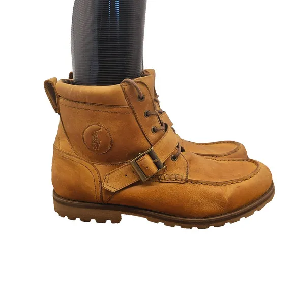 Polo Ralph Lauren Mens 12D Wheathill Brown Leather Ranger Boots Nubuck Unisex