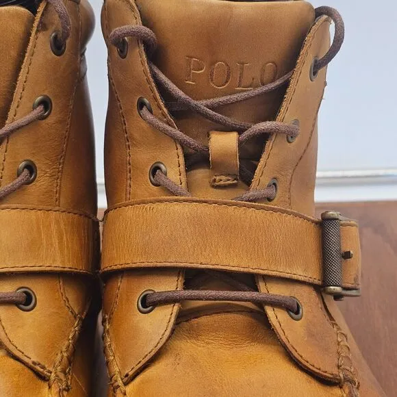 Polo Ralph Lauren Mens 12D Wheathill Brown Leather Ranger Boots Nubuck Unisex