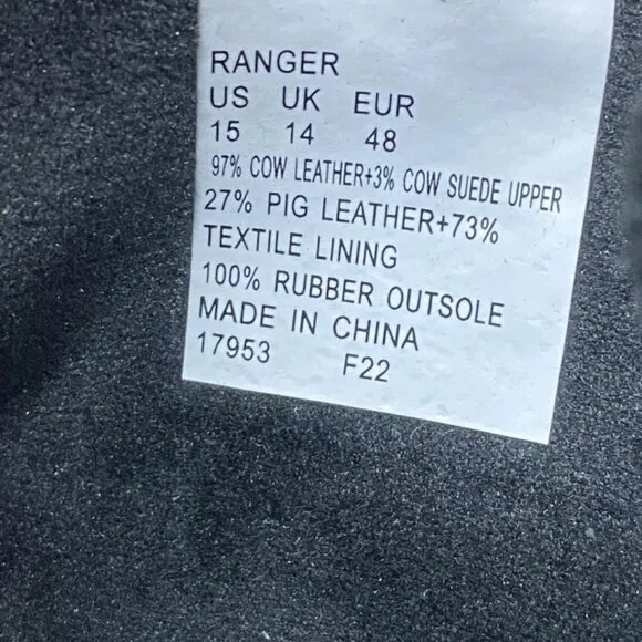 Polo Ralph Lauren Men's Ranger Fashion Boots – Black – Size 15D – New Without Bo