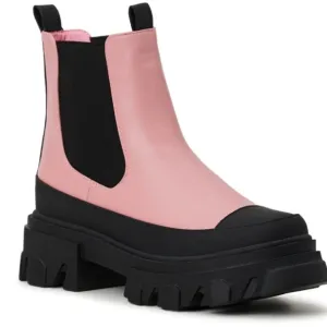 Portland Boot Company Pink and Black Colorful Vegan Chelsea Boots, Size 8.5