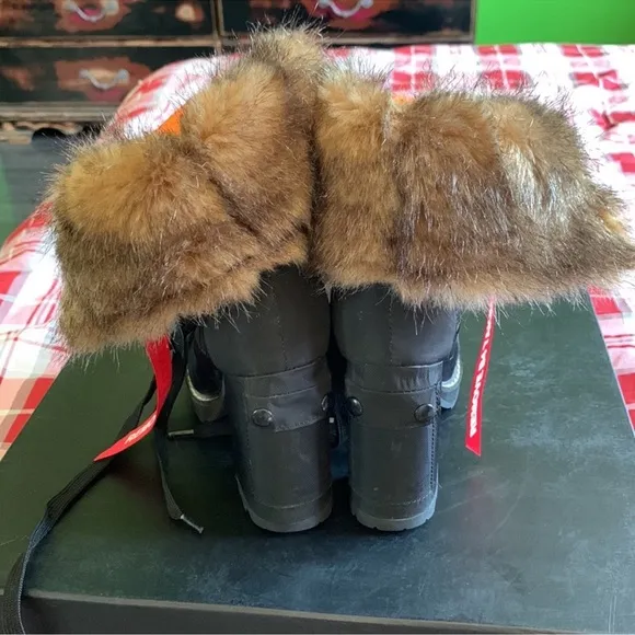 POSTER GRL Fur flight boot chunky heel 6 preowned