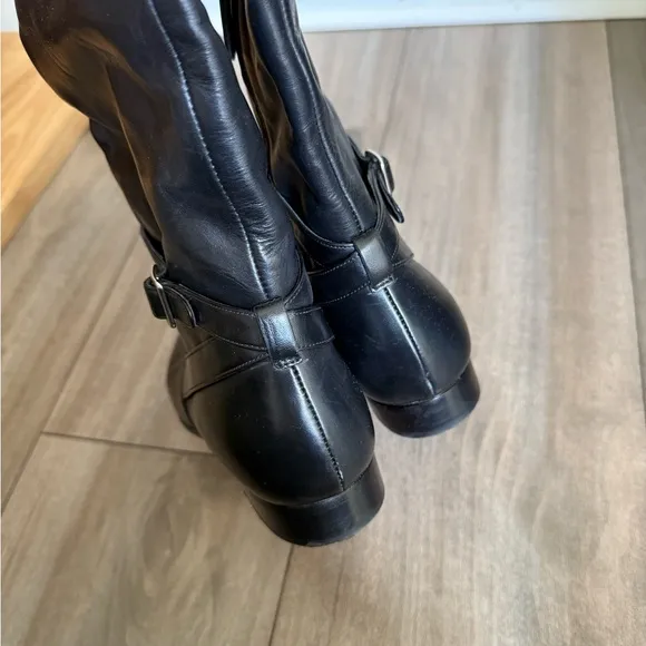 Prada women’s genuine leather riding boots black size 35 made in Italy
